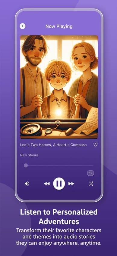 Mastory iOS app showing the story player screen